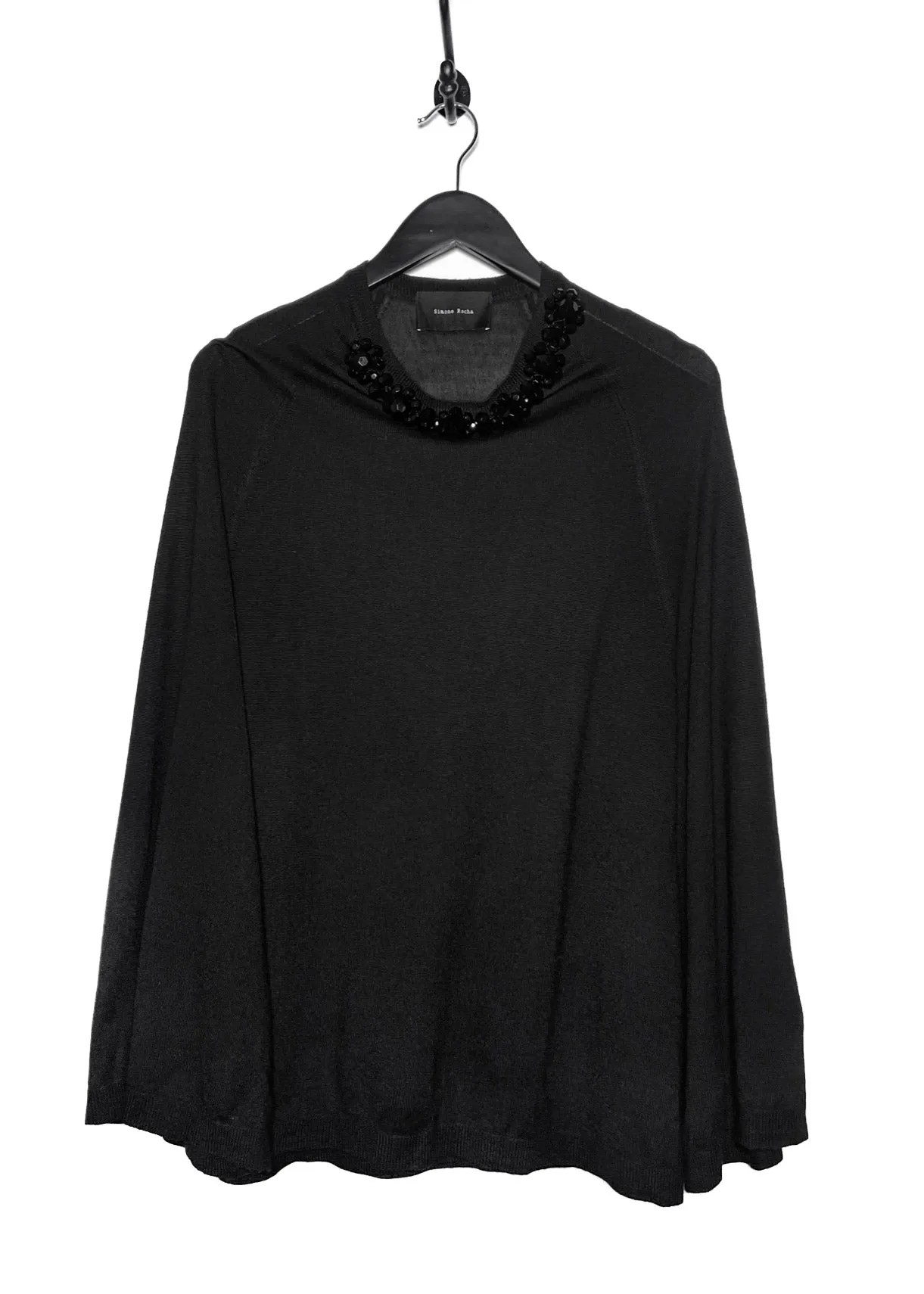 Simone Rocha Black Bead Embroidered Light Cape Sweater