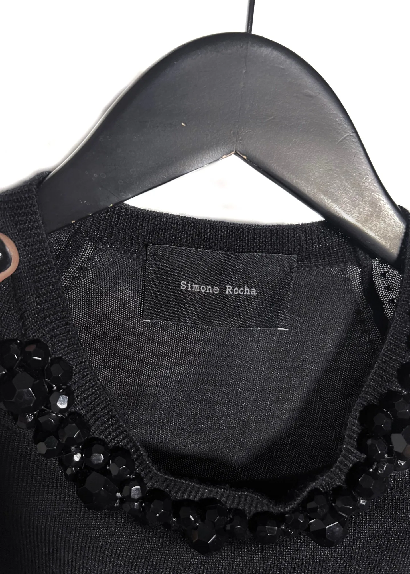Simone Rocha Black Bead Embroidered Light Cape Sweater
