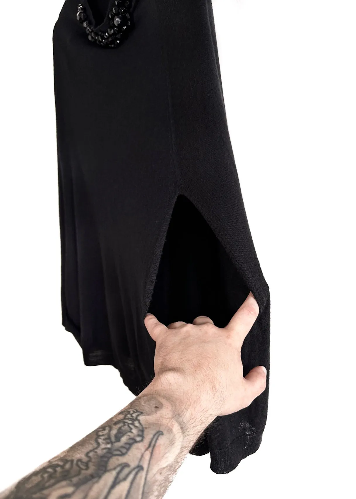 Simone Rocha Black Bead Embroidered Light Cape Sweater