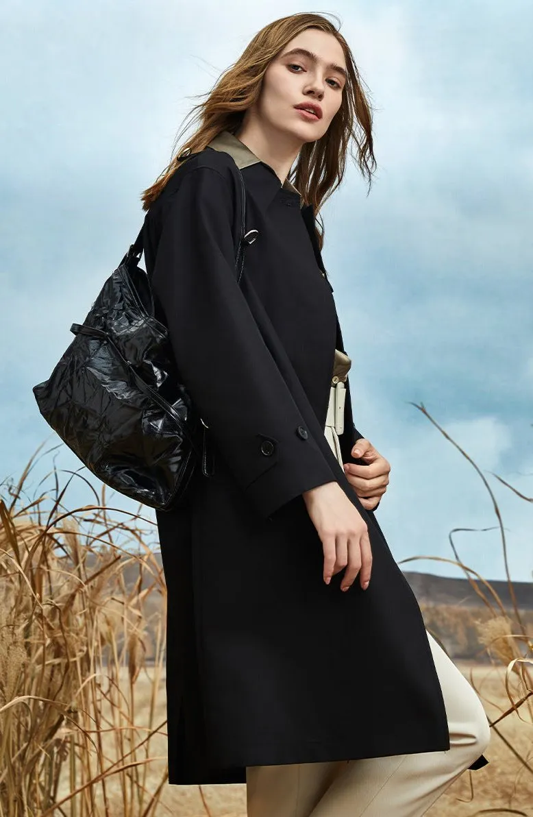 Simple Design Single-breasted Trench Coat