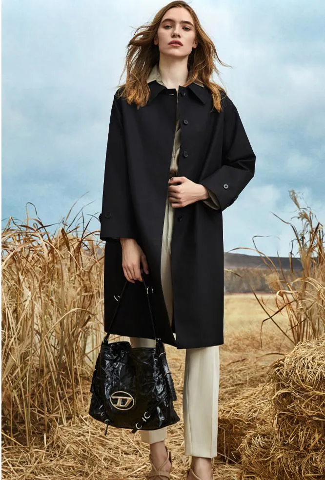 Simple Design Single-breasted Trench Coat