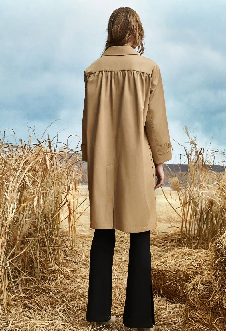 Simple Design Single-breasted Trench Coat
