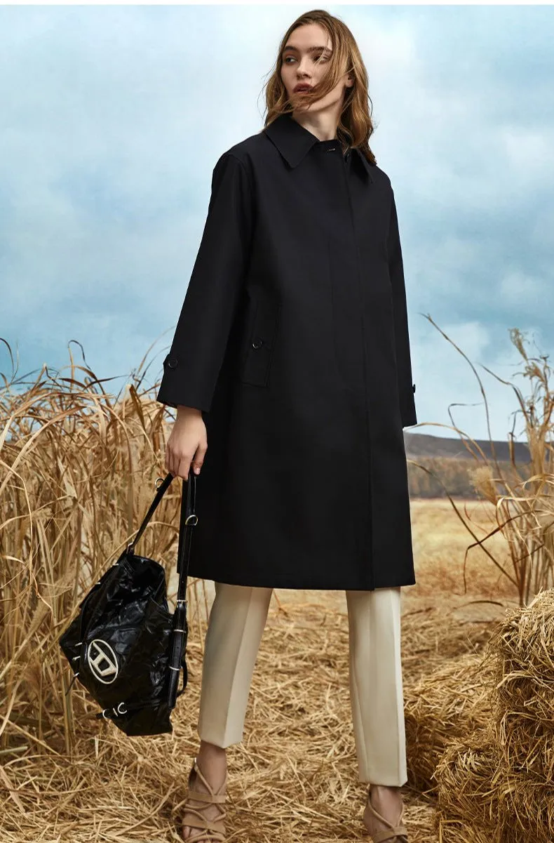Simple Design Single-breasted Trench Coat