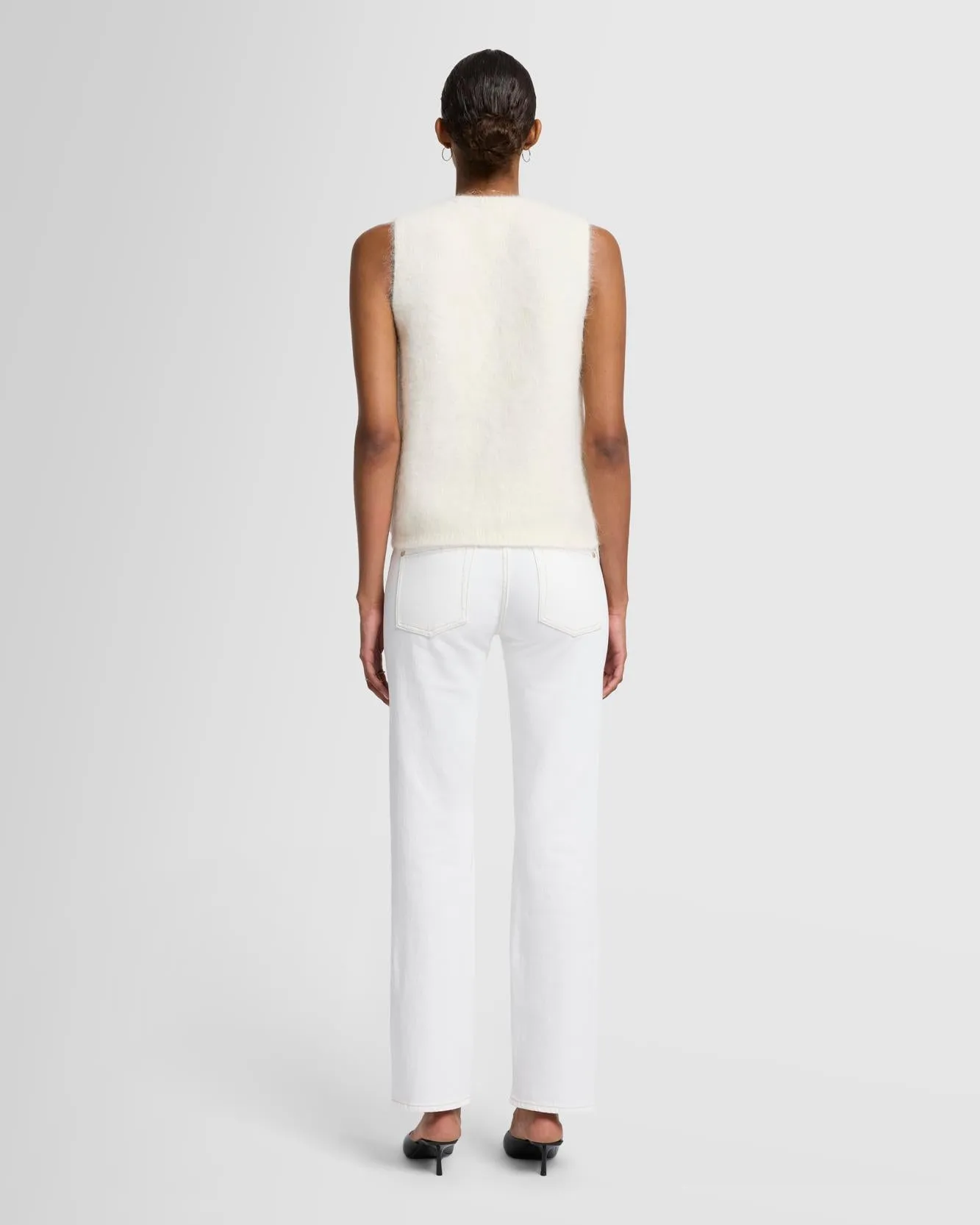 Sleeveless Alpaca Blend Sweater in Fuzzy Milk