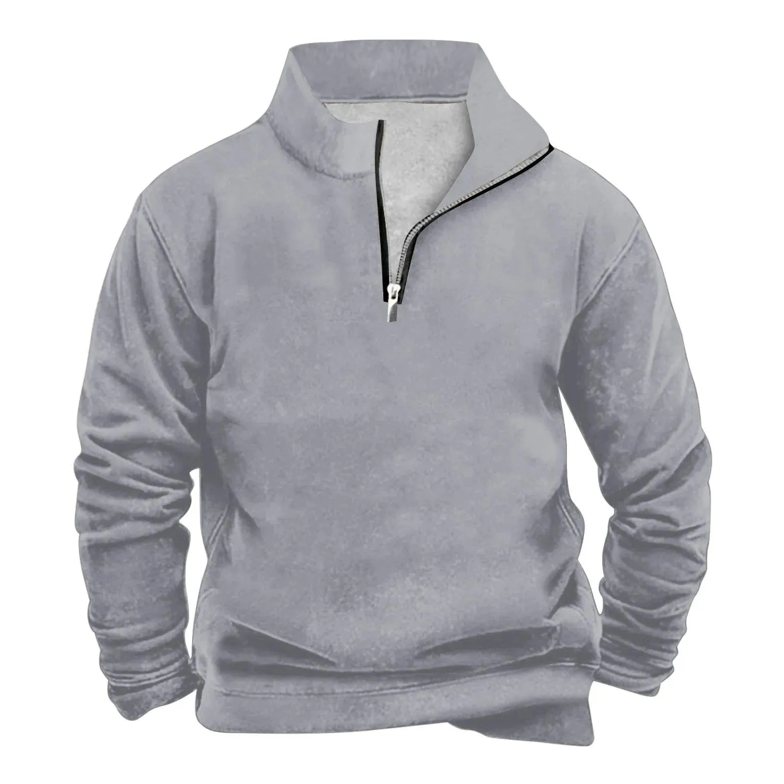Streetwear Men's Trendy Turtleneck Zipper Knitted Pullover Sweater for Spring