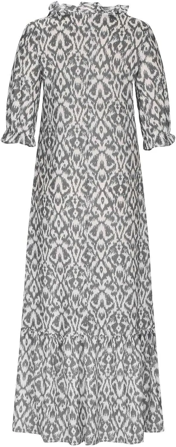 Summer Dresses for Women 2025 Half Sleeve V Neck Maxi Dress Boho Flowy Beach Vacation Sundress Casual Bohomian Dresses