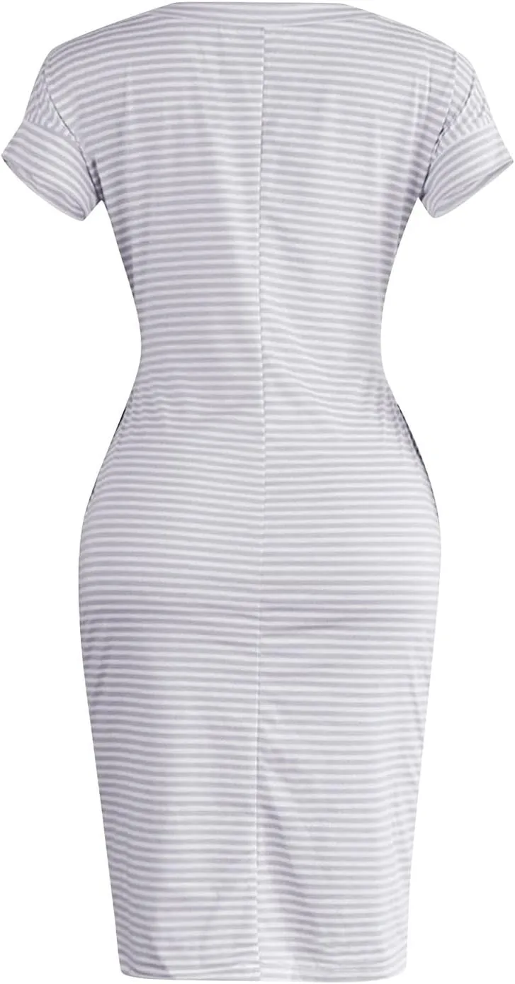 Summer Dresses for Women 2025 Trendy Casual Short Sleeve Tie Waisted Petite Sundress Party Vacation Resort Beach Wear