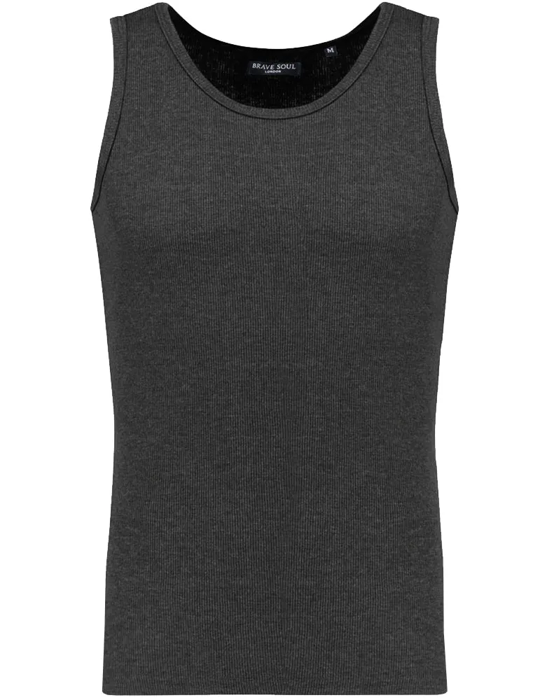 SymbolC Ribbed Vest Top in Charcoal