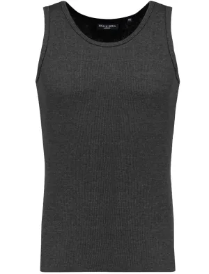 SymbolC Ribbed Vest Top in Charcoal