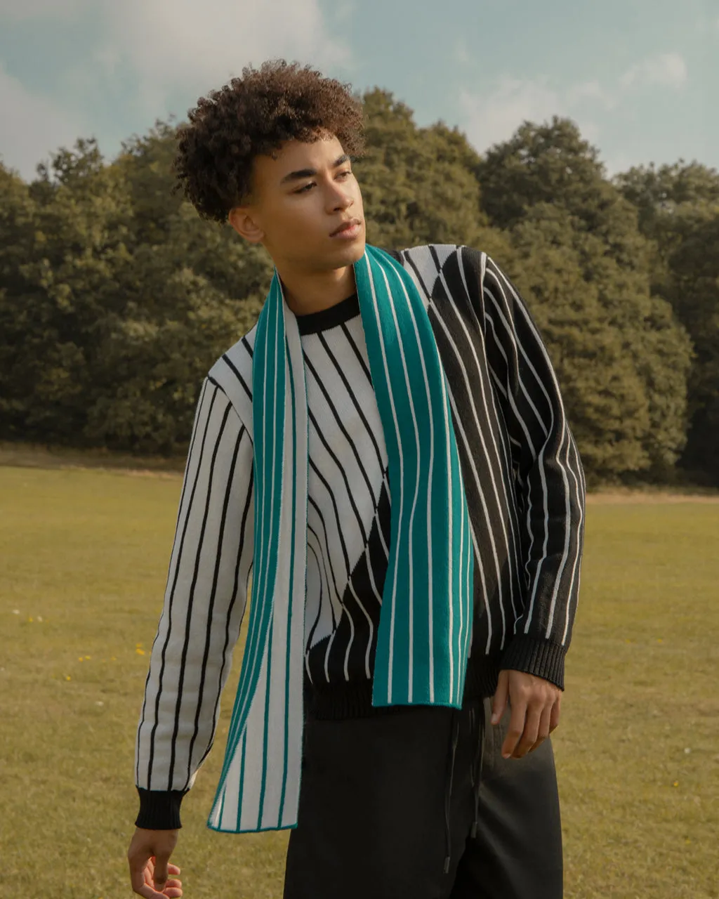 Thin Striped Diagonal Wool & Cashmere Jumper