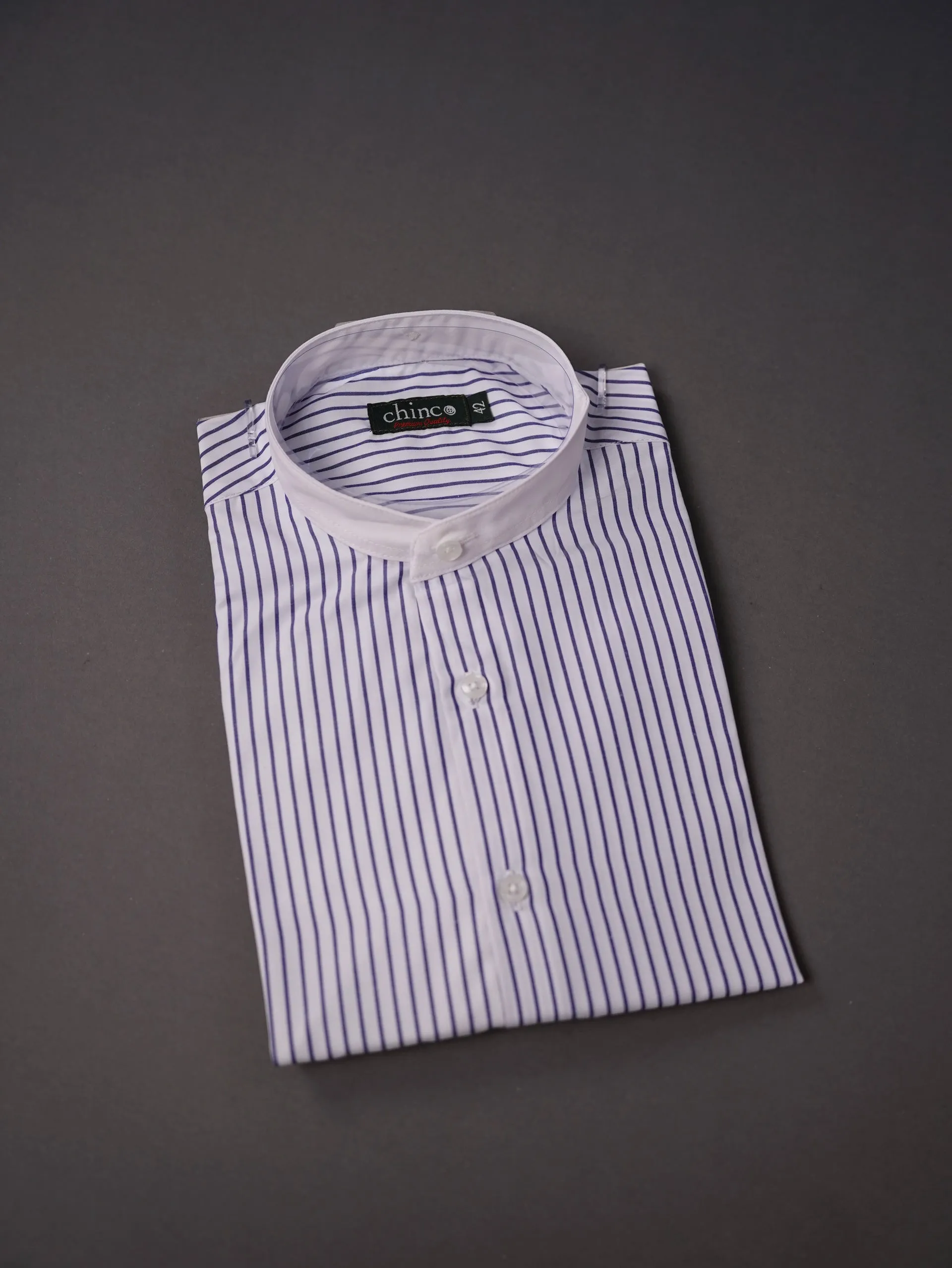 Three collar slim fit chemise-Navy S