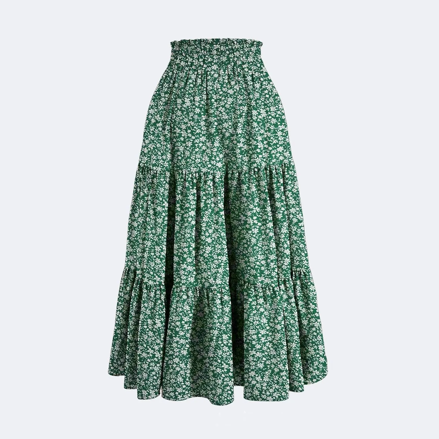 Tiered Maxi Skirts for Women Comfy Elastic High Waisted Ruffle Hem Flowy Swing Summer Cover Ups Long Skorts