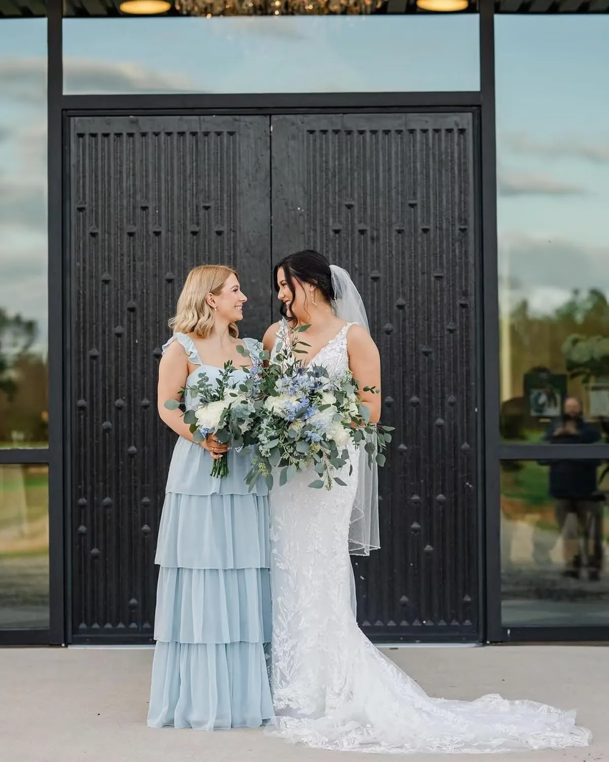 Tiered Ruffle Bridesmaid Dresses with Slit 2025 Chiffon Formal Evening Dresses for Women