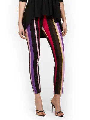 Whitney High-Waisted Pull-On Slim-Leg Ankle Pant - Multi-Stripe