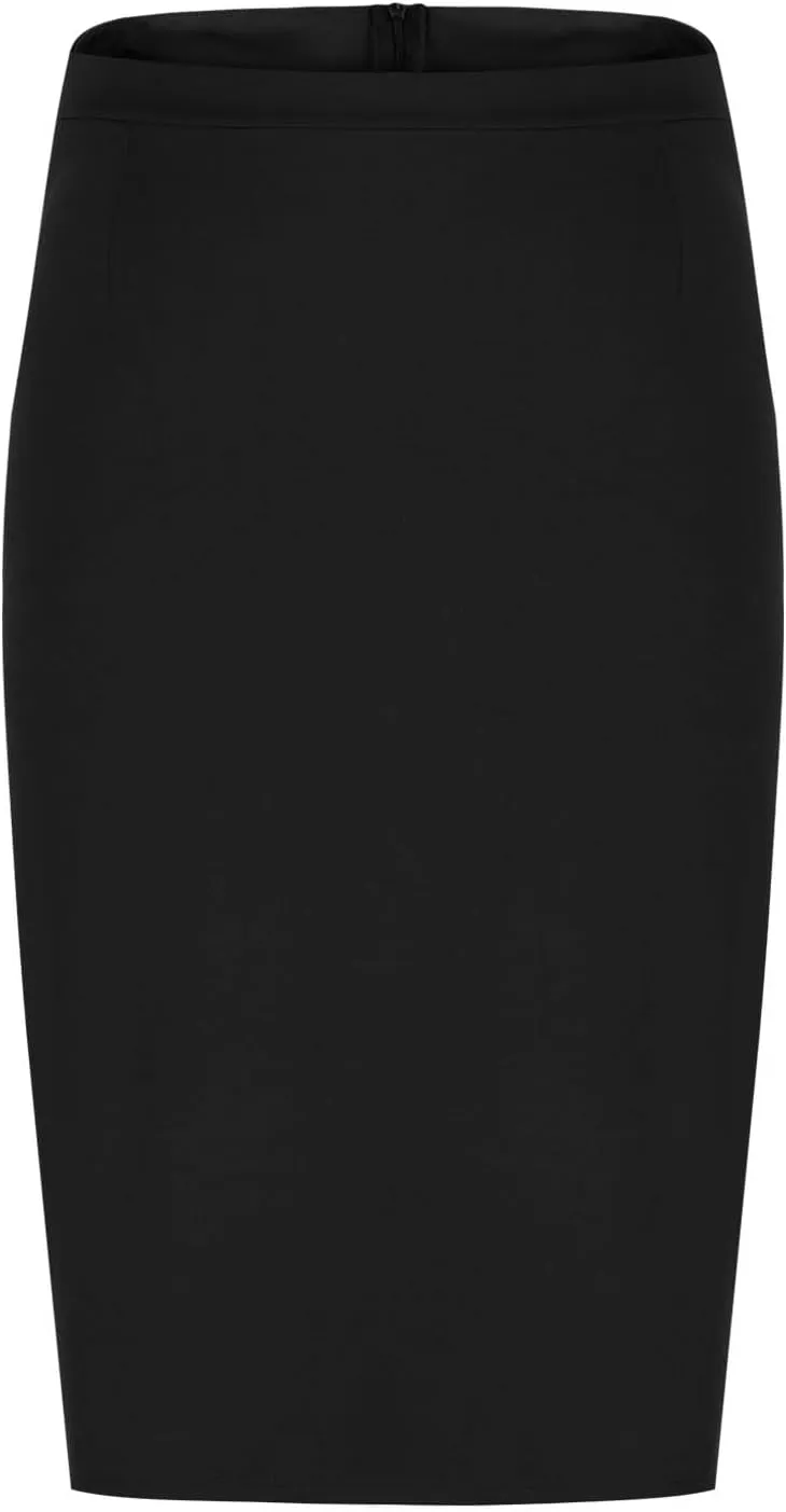 Women Business Casual Pencil Skirts Stretchy High Waist Bodycon Midi Skirt Solid Office Work Skirt with Back Slit
