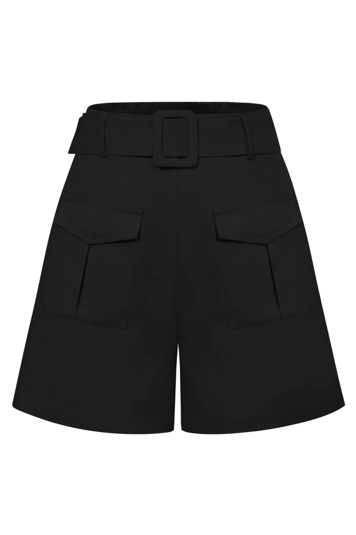Women Cotton Shorts with Belt Casual Elastic High Waist Short Pants