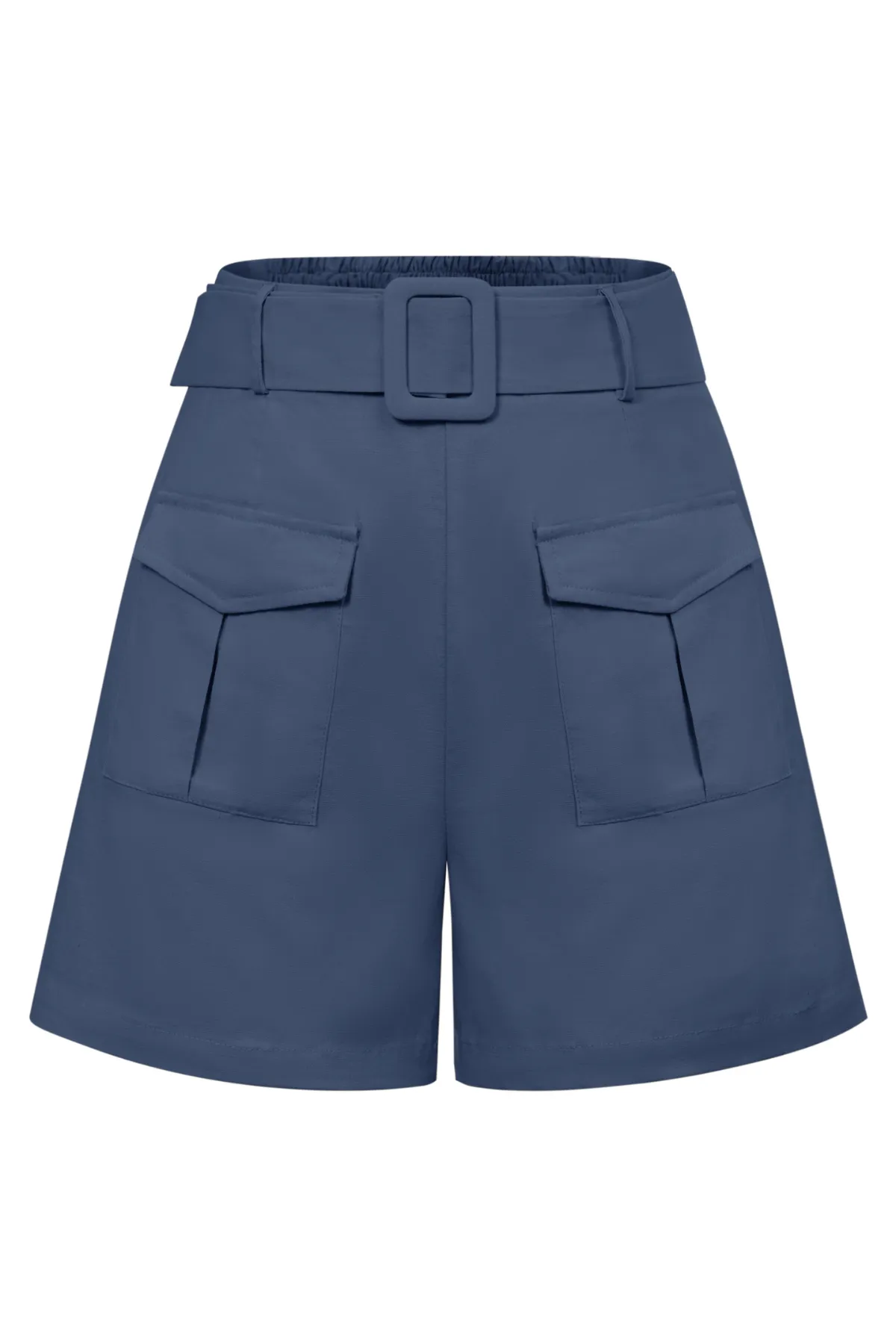 Women Cotton Shorts with Belt Casual Elastic High Waist Short Pants