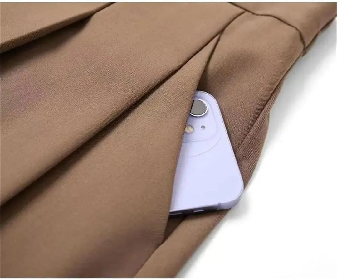 Women High-Waisted Skirt Slim Pleated Mid-Length A-Line Skirt