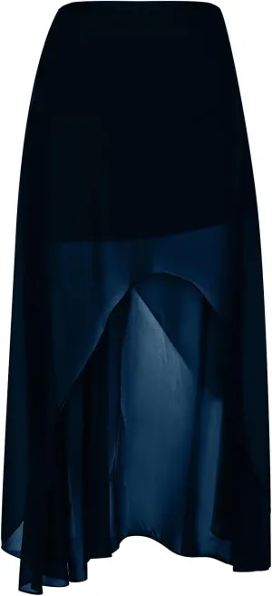 Women Ruffle Swing Skirt 2025 Fashion Mesh High Waist Flowy Irregular Hem Skirts Solid Color High Waisted Midi Skirt