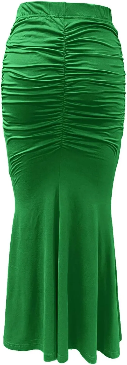 Womens Maxi Bodycon Long Skirt Dressy Elegant High Waisted Ruffle Ruched Flowy Mermaid Skirts Evening Party Clubwear