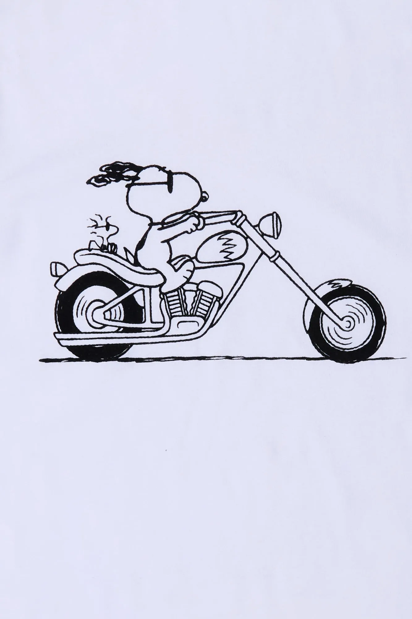 Womens Motorcycle Snoopy Graphic Baby Tee
