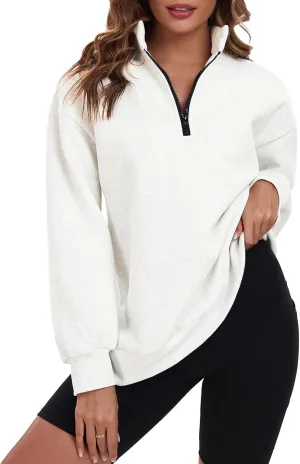 Womens Oversized Sweatshirts Hoodies Fleece Half Zip Pullover Top Casual Long Sleeves Trendy Fashion Outfit Clothes