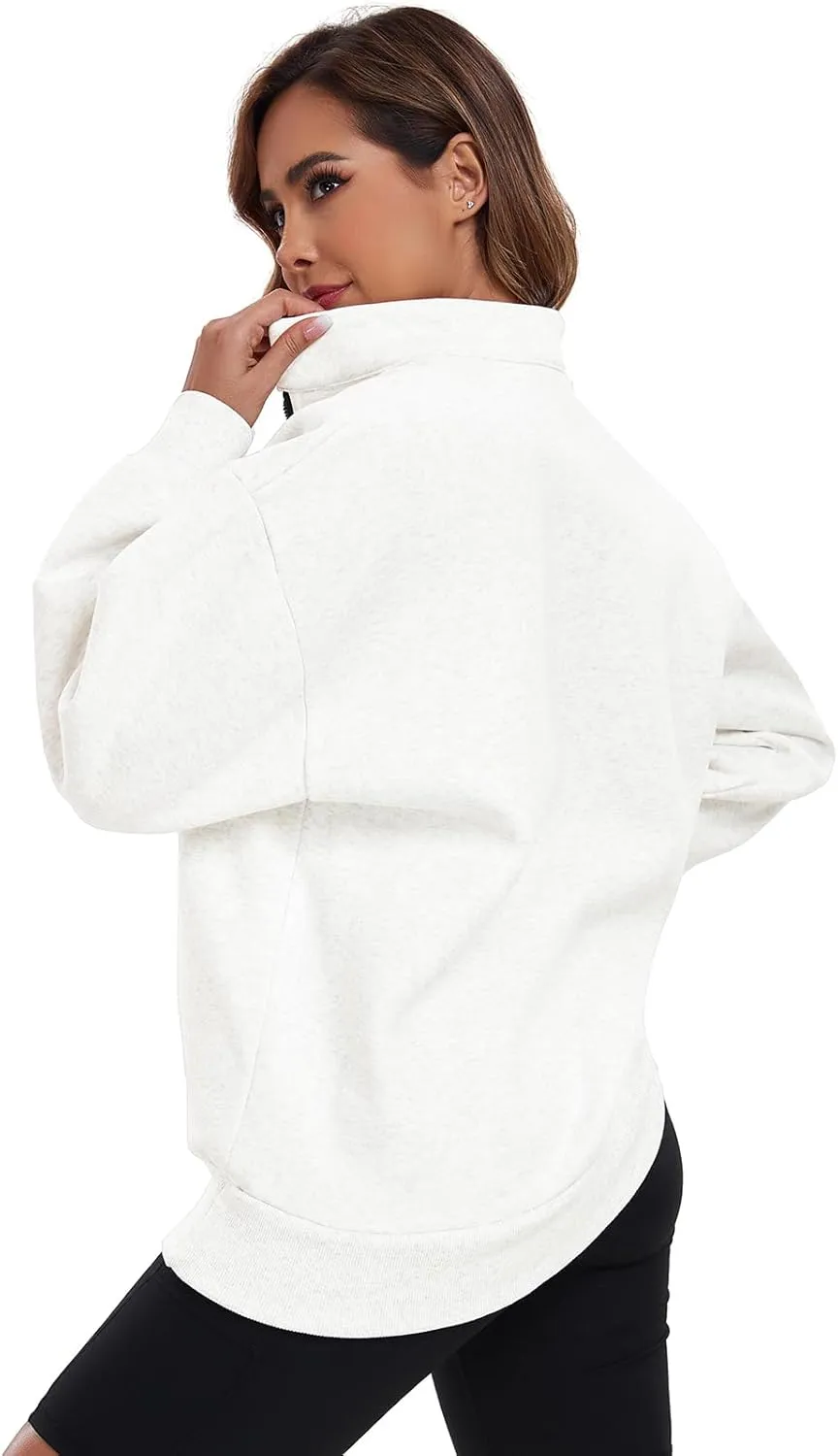 Womens Oversized Sweatshirts Hoodies Fleece Half Zip Pullover Top Casual Long Sleeves Trendy Fashion Outfit Clothes