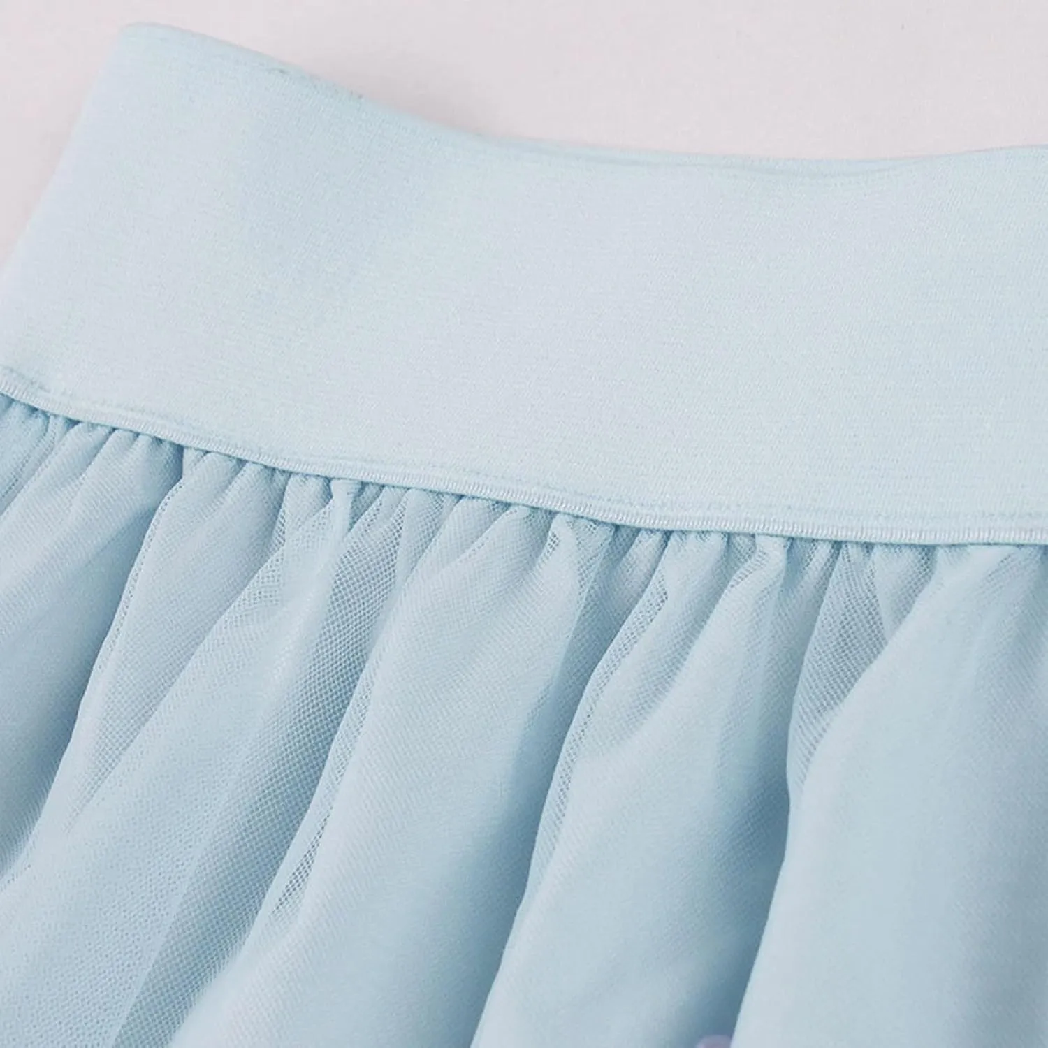 Women's Party Cocktail 2024 Summer Fairy Skirt Elastic High Waist Pleated Mesh Flowy Layered A-Line Tulle Midi Skirts