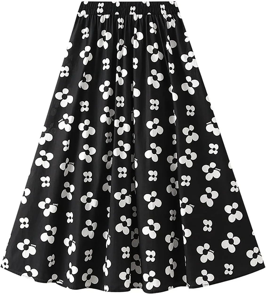 Womens Retro Skirt Midi Skirts for Women Floral Printed Midi Skirt High Waisted A Line Skirt Elastic Waist Skirt