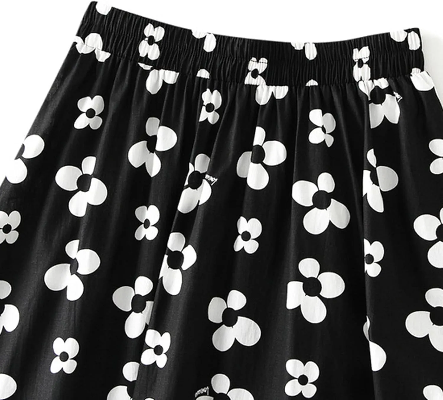 Womens Retro Skirt Midi Skirts for Women Floral Printed Midi Skirt High Waisted A Line Skirt Elastic Waist Skirt