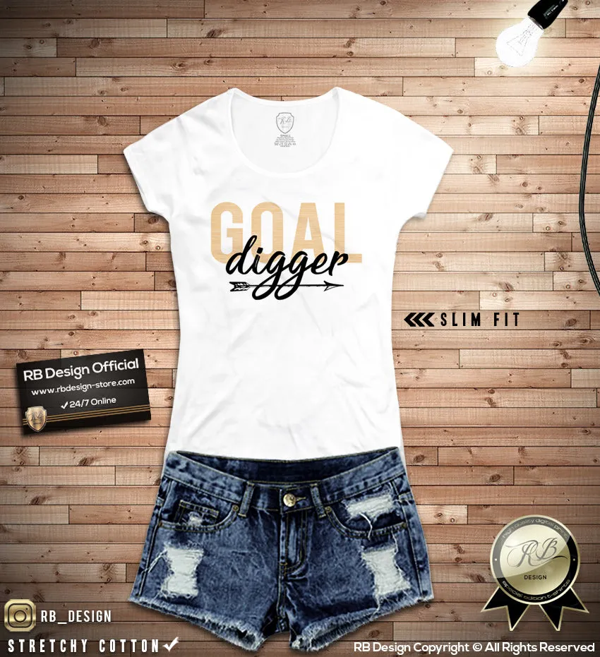 Womens Sayings T-shirt Goal Digger Stylish Wording Top WD023
