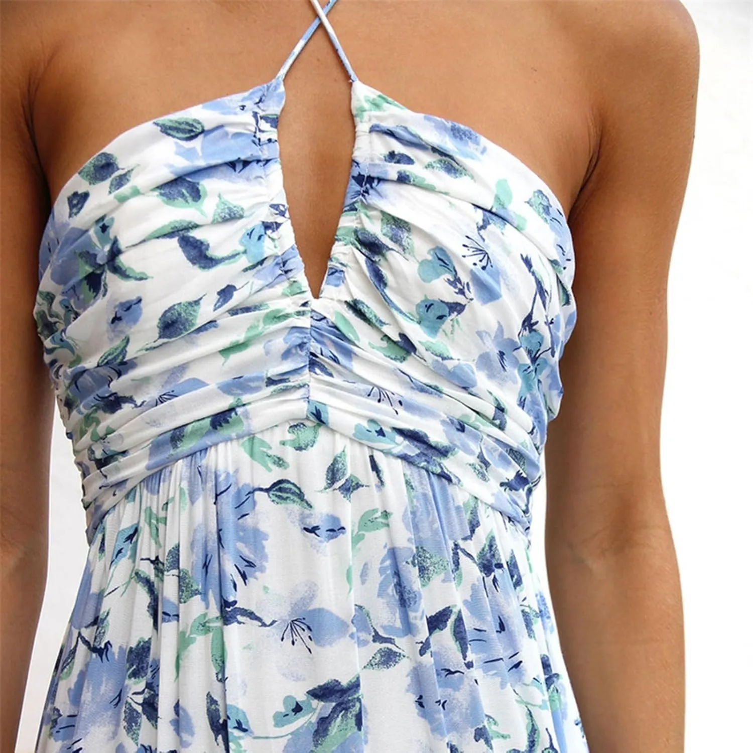 Womens Spaghetti Strap Summer Maxi Dress 2025 Square Neck Casual Printed Dress Boho Floral Beach Sundress