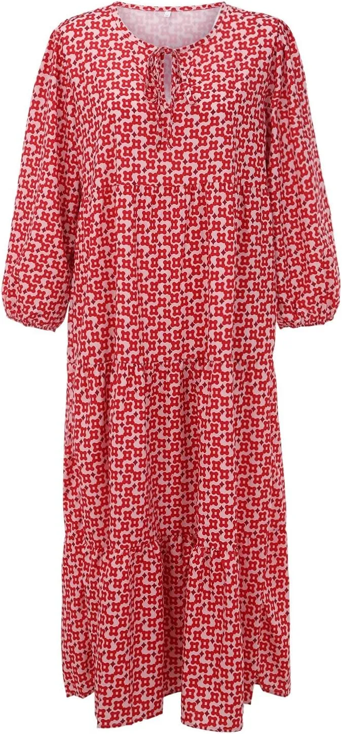 Womens Summer Mini Dress 2025 Casual Puff Sleeve Dresses A Line Bow Tie Front Loose Cute Babydoll