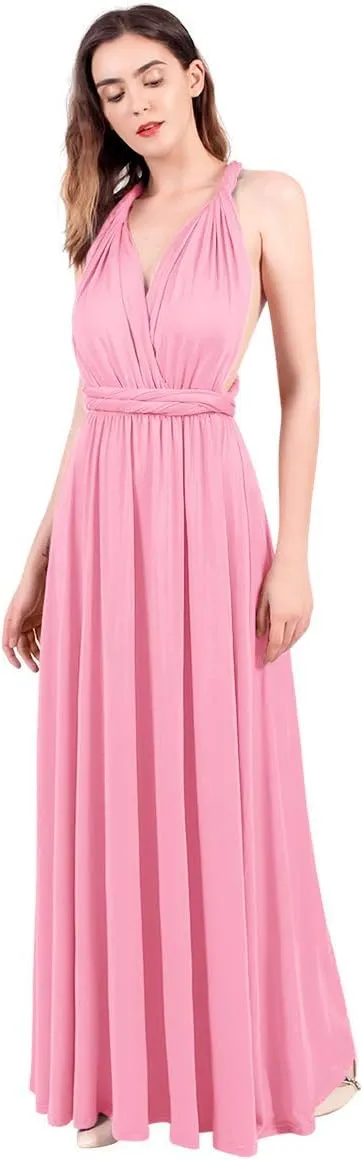 Womens Transformer Evening Dress Maxi Cocktail Wrap Convertible Multi Way Floor Long Formal Gown