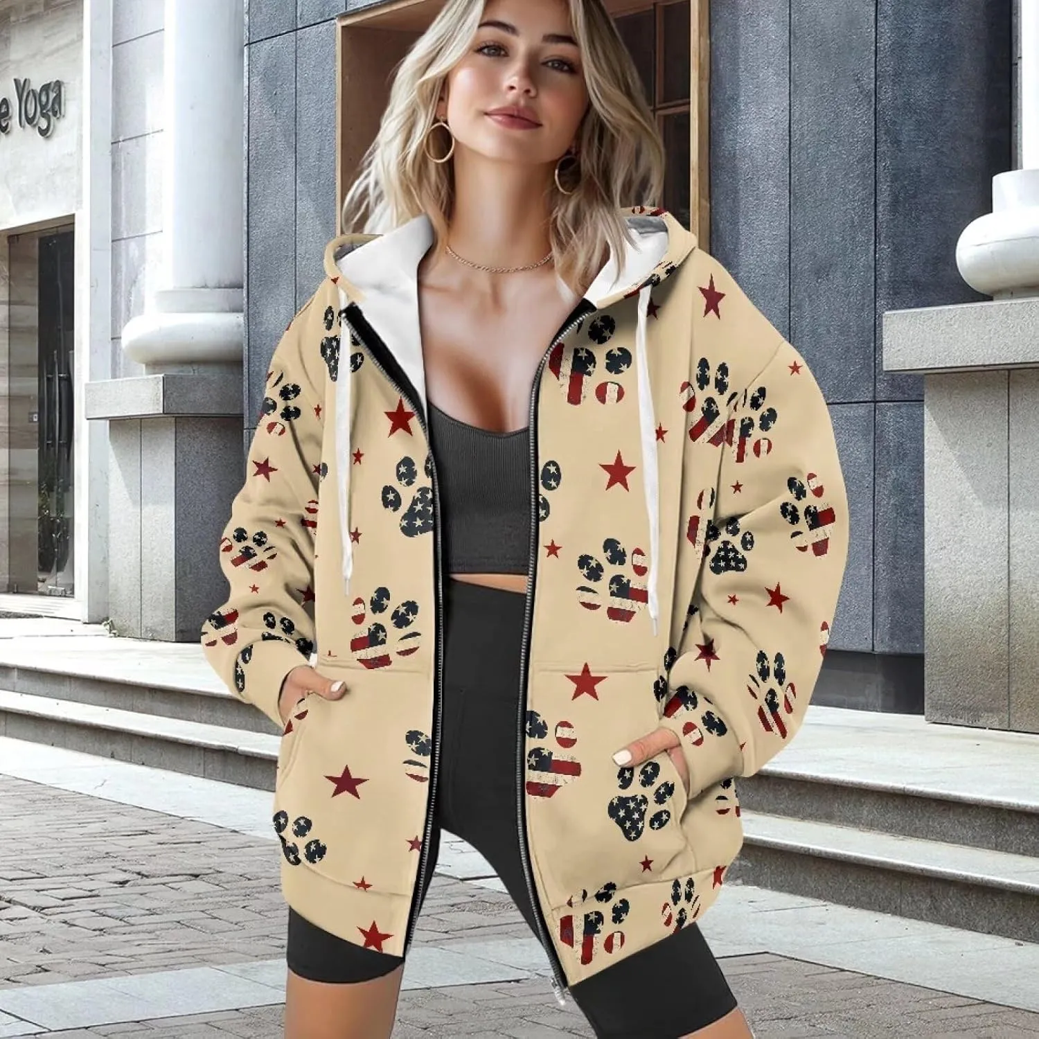 Womens Zip Up Hoodies Long Sleeve Sweatshirts Fall Outfits Oversized Sweaters Casual Fashion Jackets