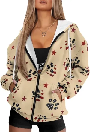 Womens Zip Up Hoodies Long Sleeve Sweatshirts Fall Outfits Oversized Sweaters Casual Fashion Jackets