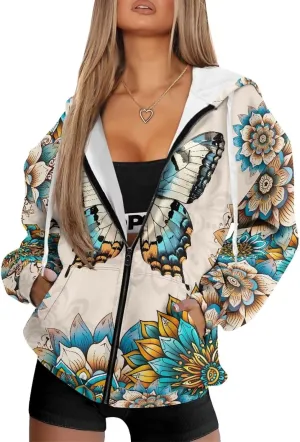 Womens Zip Up Hoodies Long Sleeve Sweatshirts Fall Outfits Oversized Sweaters Casual Fashion Jackets